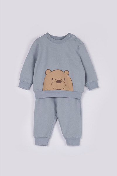 VAUVA Baby Boy Set with Teddy Bear Print, Seasonal, 100% Cotton, Two-Piece Se...