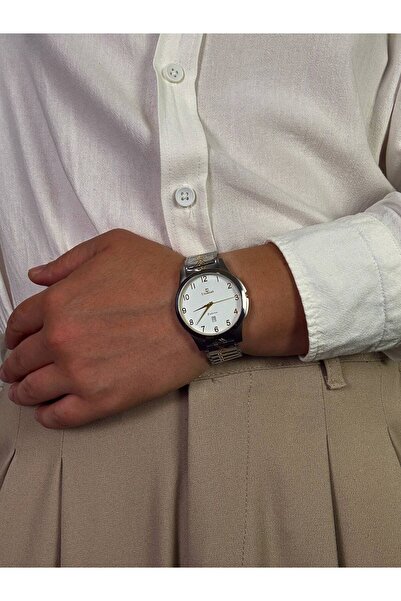 Arvens Vintage White Dial Silver Men's Wristwatch Steel Band Stainless Steel ...