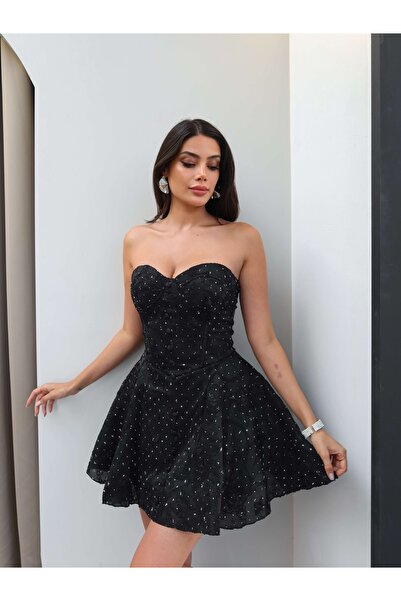 ESRAHELVACI Sparkling Strapless Mini Dress