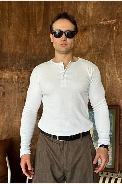 cezstudio Henley Yaka Uzun Kollu T-shirt