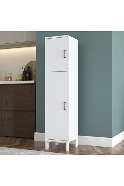 Rani Mobilya Rani KC115 Banyo Dolabı 2 Kapaklı 4 Raflı Çok Amaçlı Dolap Beyaz