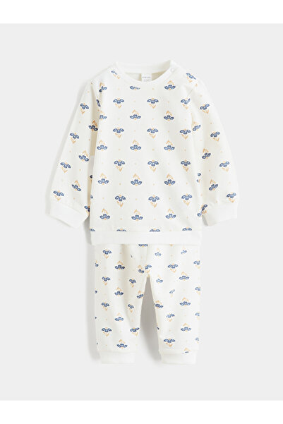 LC Waikiki Crew Neck Floral Baby Girls' Sweatshirt and Sweatpants