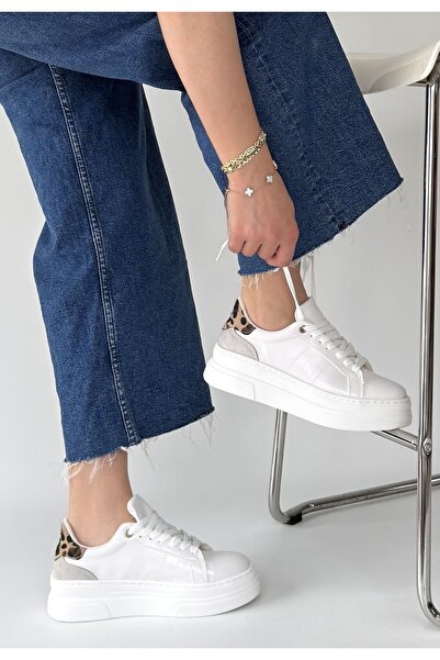 ALFA AKSESUAR 03 Jetan White Patent Leather Lace-Up Sports Shoes