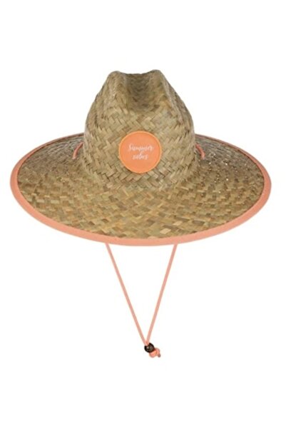 CATIANO Pălărie colorată cu bordură coral și aplicație  "Summer Vibes " pentr...