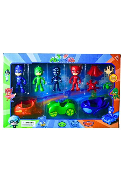 PJMASKS 11PCS Action Figure Set for Kids – 4 Characters, 3 Vehicles & 4 Acces...