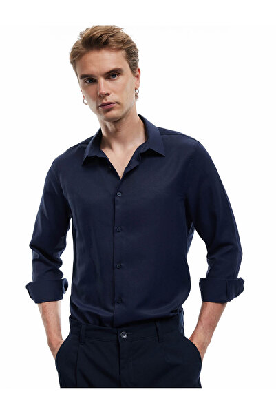 Koton Regular Fit Long Sleeve Half Italian Collar Shirt
