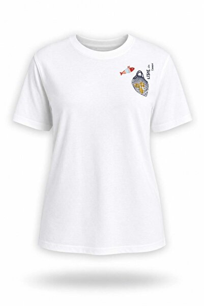 5in1Canpolat Tricou cu imprimeu pește ecru 4684
