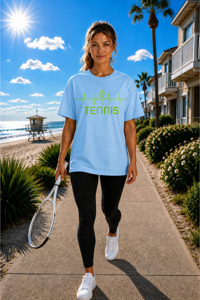 VODEXA Unisex Oversize Tennis Printed T-Shirt 100% Cotton Tennis Themed Comfo...