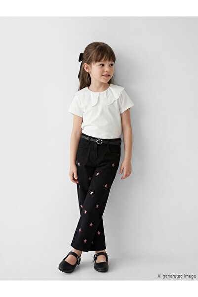 LC Waikiki Nevavm Balloon Fit Girl's Jean Pants and Belt with Difference