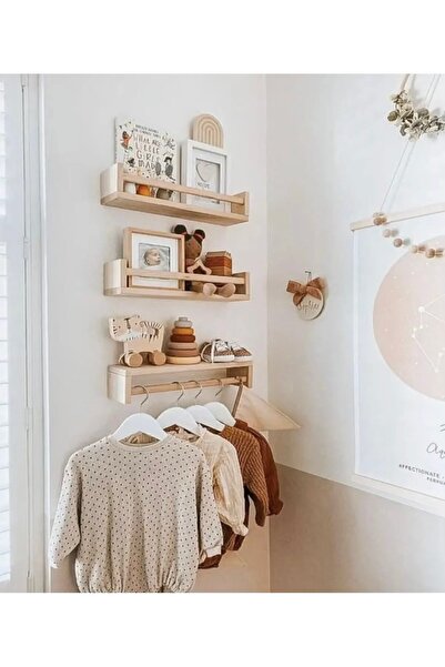 Atölye Ham Montessori Bookshelf Children's Baby Room Shelf Wooden Bookshelf H...