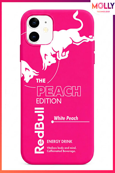 Molly iPhone MİNİ 12 İçin Neon Pembe Redbull The Peach Edition Desenli İçi Ka...