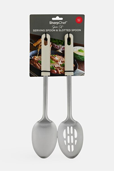 Sharp Chef 2 Pieces Stainless Steel Serving Spoons, Silver