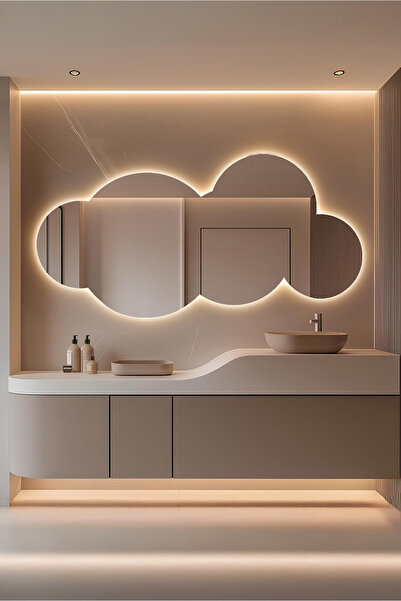 Mirror Home Decor Art Modern Bulut Ayna - LED Aydınlatmalı Dekoratif Çocuk Od...