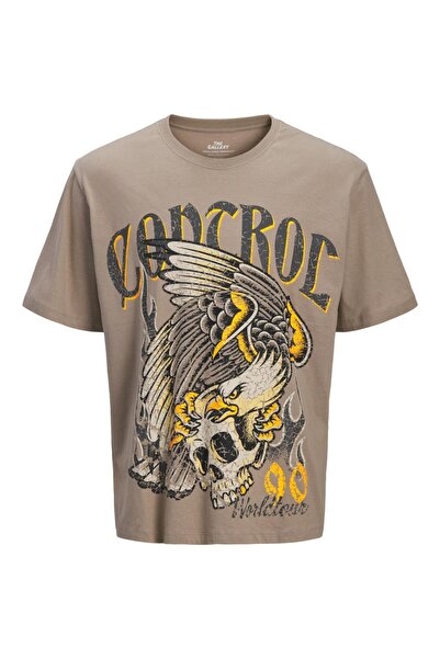 Jack & Jones Μπλούζα κοντομάνικη ανδρική "Skull & Eagle" μπεζ