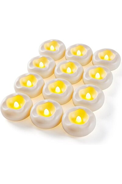 STARSTAR 12Pcs White Waterproof LED Floating Candle Lights (5x2.5cm), Romanti...