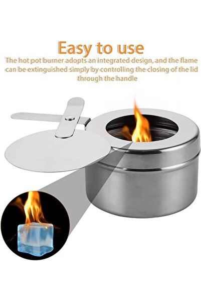 STARSTAR 4 Pcs Portable Stainless Steel Alcohol Fondue Burner Heater Set (9x6cm)