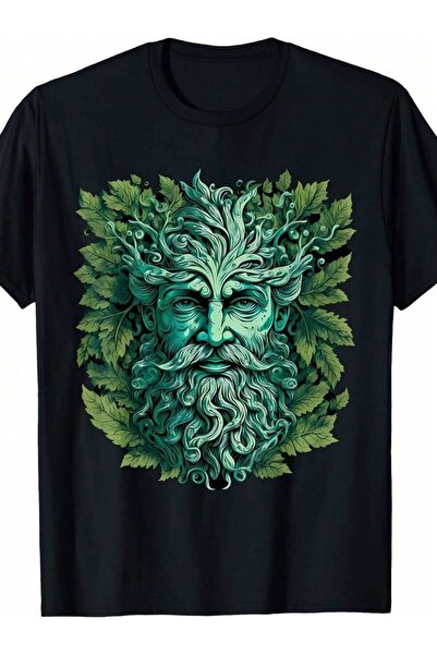 4Car Men's Traditional Man-Shirt - Vintage Knot Green Man Pattern Print, Roun...