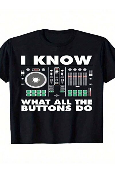 Astogria13 قميص رجالي بطباعة "I KNOW WHAT ALL BUTTONS DO Mixer" (تحكم في المو...