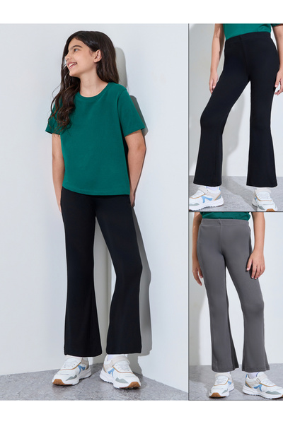 Styli Teen Girls Pack of 2 - Solid Flared Leggings