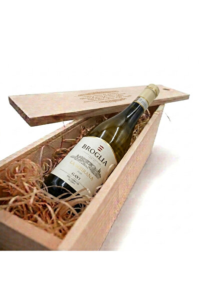 14 Bros Pachet Cadou Cutie Lemn Personalizata Vin Alb Broglia La Meirana Gavi...