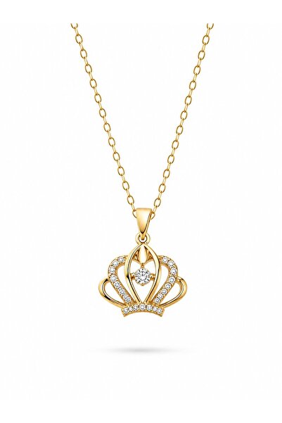 serelya 316L Steel Chain Gold Color Crown Model Necklace