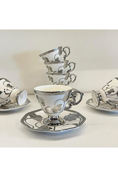 SUDE HOME Glazze Silver Lotus 6-Piece Coffee Cup Set