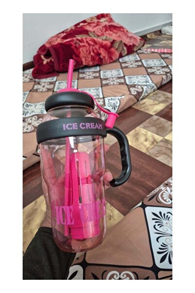 HXD Zoomlion 1300ml Ice Cream Double Straw Insulated Water Bottle with Handle – Ceramic Inner Liner, Large Capacity Thermal Bottle for Cold Drinks, Leak-Resistant Travel Flask
