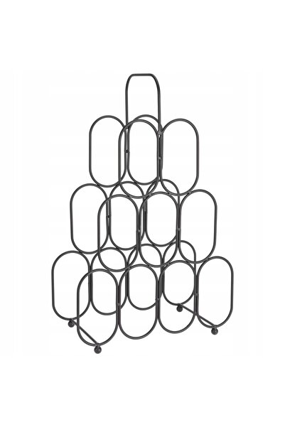 Home Styling Collection Raft METALIC negru pentru vin și băuturi alcoolice, d...