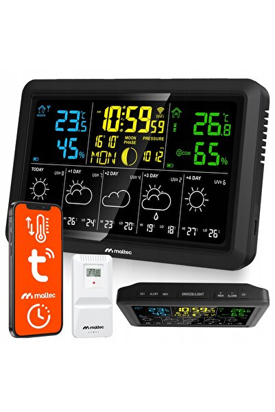 MalTec Stație meteo wireless Wi-Fi, termometru, barometru, senzor cu aplicație