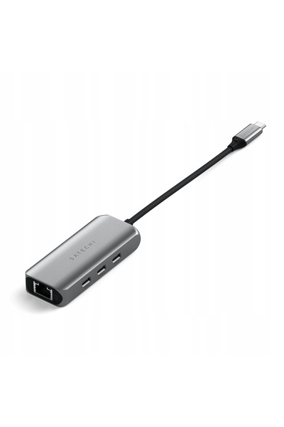 Satechi Hub 4 în 1 USB-C 3.2 Gen.2, 3x USB-C, Ethernet 2.5 Gb, gri