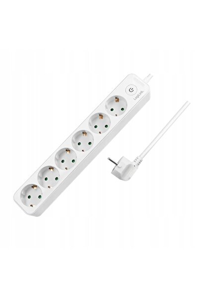 LogiLink Prelungitor cu 6 prize 250V cu întrerupător 1.5m Alb 3680W