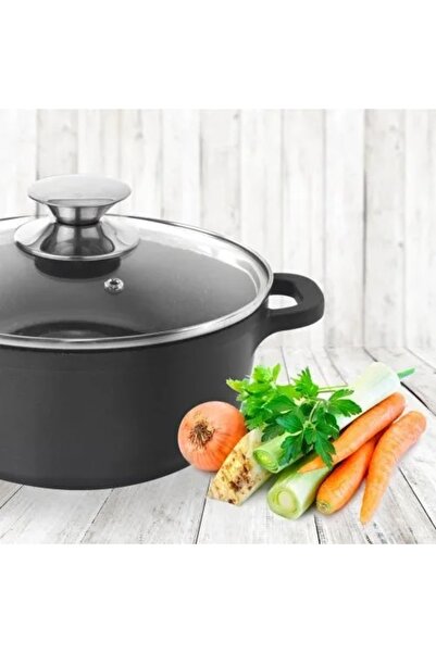 Orion Oală din granit cu capac pentru gătit, fierbere lentă și copt, 24 cm, 4...