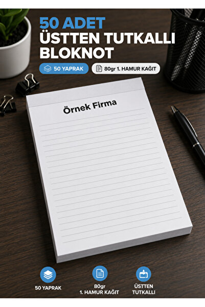 Genel Markalar 50 Yaprak Üstten Tutkallı Bloknot – 80 gr 1. Hamur Kağıt, Kişi...