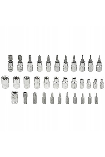 Vorfal Set de chei tubulare 34 piese, Torx, chei hexagonale externe E4-E20 T1...