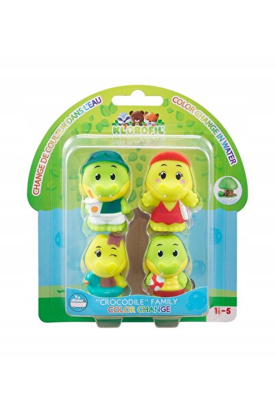 NO BRAND Set de 4 figurine familie de crocodili clorofilă