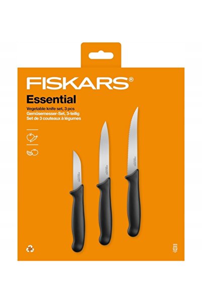 FiSKARS Set esențial de 5 cuțite (de bucătărie + pentru legume) în cutie + ră...