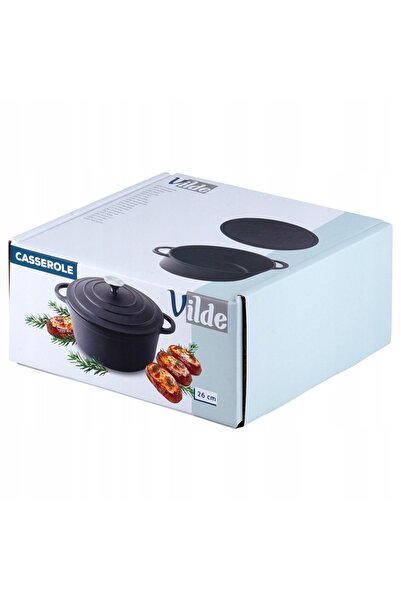 Vilde Oală din FONTĂ cu capac, pentru gătit, coacere și fierbere la foc mic, 5 L