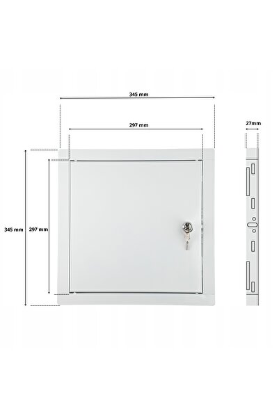 NO BRAND UȘĂ DE REVIZIUNE MAȘINĂ DE SPĂLAT CU CHEIE 30x30 CM METAL ALB