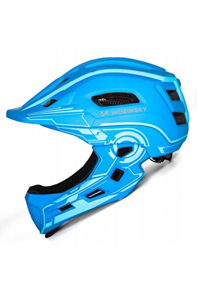 WOZINSKY Cască MTB integrală cu protecție maxilară, lumină LED și vizor reglabil