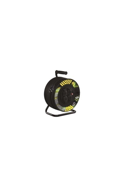 NO BRAND Cablu prelungitor de grădină, tambur, 50m, negru, cauciuc-neopren, 2...