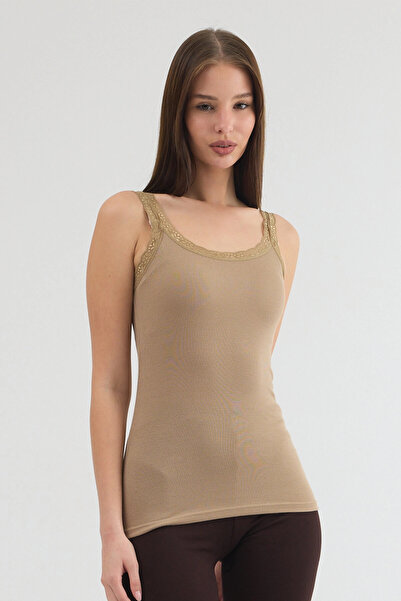 SOFT AURA Malabadi Women's Mink Thick Strap Lace Micro Modal Ribbed Camisole ...