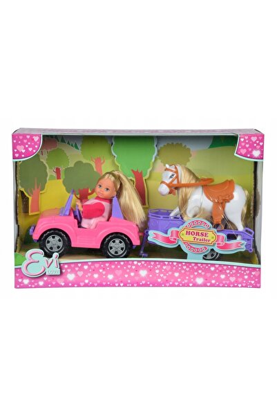 Simba PĂPUȘA EVI ÎN JEEP CU UN CAL pe remorcă 573-3417