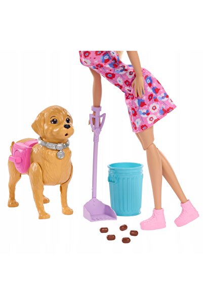 mattel Păpușa Barbie Malibu cu câine și figurină de curat 3+