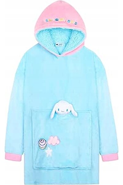 NO BRAND Pătură de pluș supradimensionată HELLO KITTY cu glugă pentru fete, d...