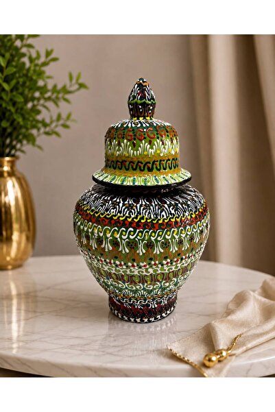 evinbizden Handcrafted Decorative Vase with Tile Cover |   Traditional Hand-P...