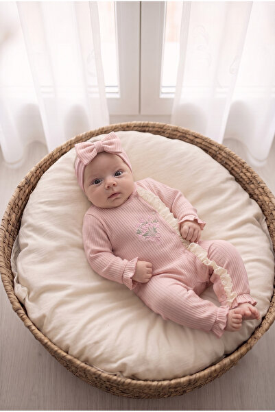 ZEYNUKO Baby Girl Floral Bouquet Embroidered 3-6-9 Months Bandana Romper Set ...