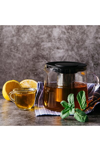 Kamille Ceainic de sticlă de 2L cu infuzor și filtru din oțel pentru ceai de ...