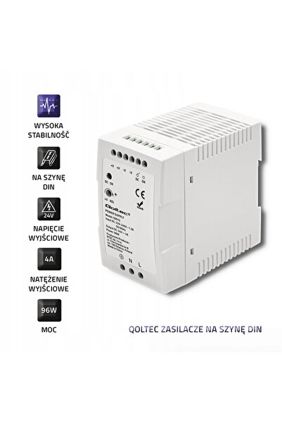 Qoltec Sursă de alimentare DIN 24V 4A 96W SLIM pentru Automatizări și Control...