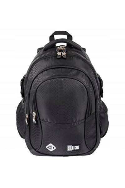 NO BRAND SET rucsac școlar cu multiple compartimente St.Right negru 23 L + PENAR