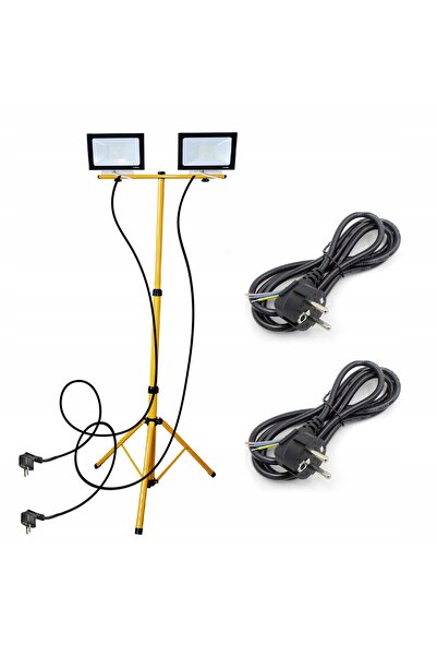 LUMENIX 2x 30W Proiector de lucru cu halogen, tip floodlight, cu stativ trepi...